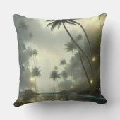 ヤシの木と海の霧の日 クッション (裏面)