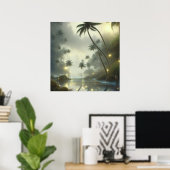 ヤシの木と海の霧の日 ポスター (ホームオフィス)