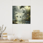 ヤシの木と海の霧の日 ポスター (キッチン)