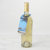 ヤシの木と海ビューを持つサンディビーチ ボトルネックタグ (アングル)