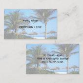 ヤシの木と海ビューを持つサンディビーチ 名刺 (正面/裏面)