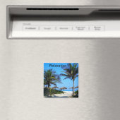 ヤシの木と海ビューコーンを持つサンディビーチ マグネット (インサイチュ (食洗機))