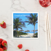 ヤシの木と海ビューパプを持つサンディビーチ スタンダードカクテルナプキン (インサイチュ)
