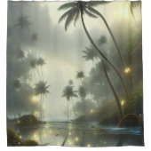 ヤシの木と海灯 シャワーカーテン (正面)