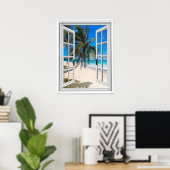 ヤシの木と海表示ウィフェイクンドウ ポスター (ホームオフィス)