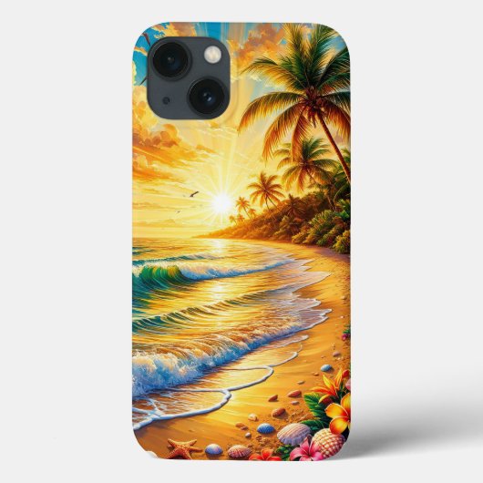 ヤシの木と熱帯のビーチのサンセット Case-Mate iPhoneケース (裏面)