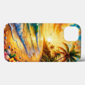 ヤシの木と熱帯のビーチのサンセット Case-Mate iPhoneケース (裏面 (横))