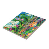 ヤシの木と熱帯の蘭セラミックタイル タイル (側面)