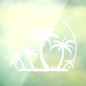 ヤシの木と白い夕日 ウィンドウサイン (シート3)