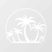 ヤシの木と白い夕日 ウィンドウサイン (シート)