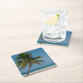 ヤシの木と白い砂のビーチ2 スクエアペーパーコースター (インサイチュ)