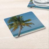 ヤシの木と白い砂のビーチ2 スクエアペーパーコースター (アングル)