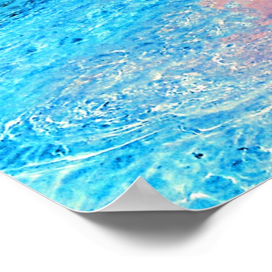 ヤシの木と砂のビーチを持つ熱帯島 ポスター (角)