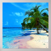 ヤシの木と砂のビーチを持つ熱帯島 ポスター (正面)