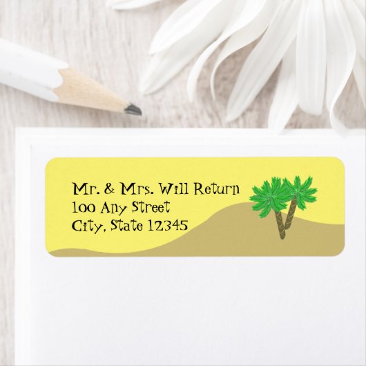 ヤシの木と砂 ラベル (インサイチュ)