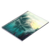 ヤシの木と葉を持つ熱帯ジャングルの風景 ノートブック (左側)