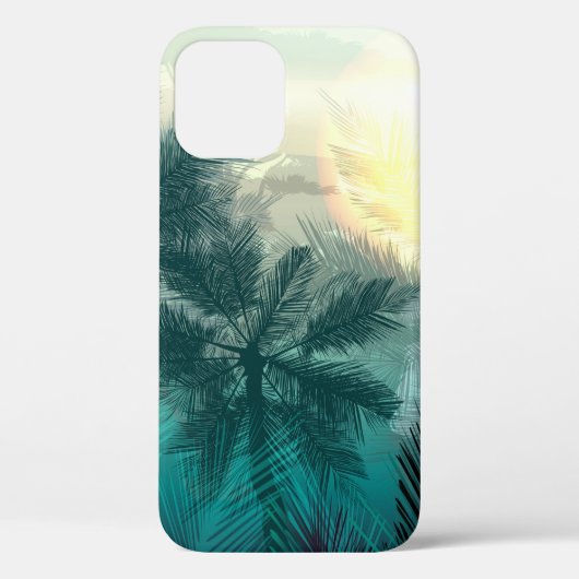 ヤシの木と葉を持つ熱帯ジャングル風景 Case-Mate iPhoneケース (裏面)