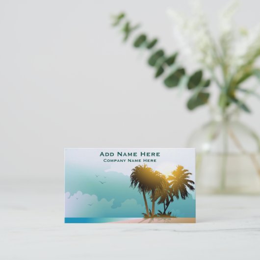 ヤシの木と青い水を持つ静かなビーチ 名刺 (スタンド正面)