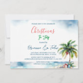 ヤシの木と7月の現在のクリスマス 招待状 (正面)