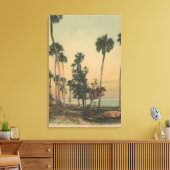 ヤシの木のあるインディアン川の海岸線ビュー キャンバスプリント (インサイチュ (リビング))