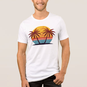 ヤシの木のある夕日Vector-98802 トライブレンドＴシャツ