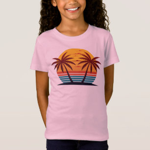 ヤシの木のある夕日Vector-98802 Tシャツ