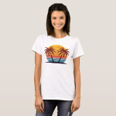 ヤシの木のある夕日Vector-98802 Tシャツ (正面フル)