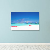 ヤシの木のある砂のビーチを持つ熱帯島 キャンバスプリント (インサイチュ (ウッドフロア))