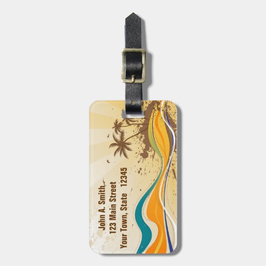 ヤシの木のしぶき ラゲッジタグ (正面縦)