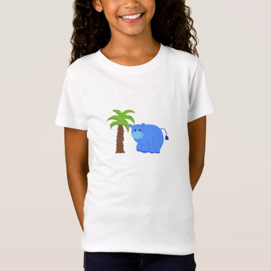 ヤシの木のそばのカバ Tシャツ (正面)