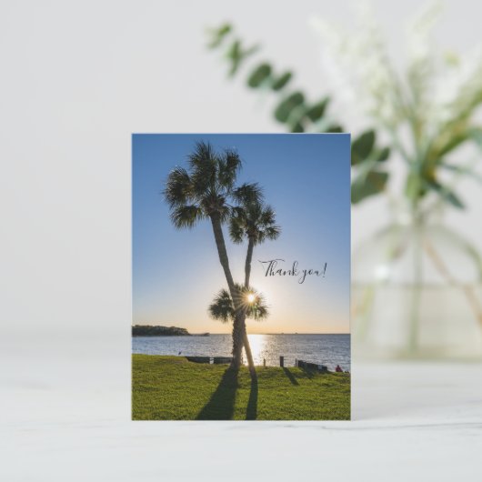 ヤシの木のはさみシルエット感謝のポストカード ポストカード (スタンド正面)