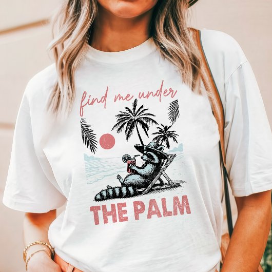 ヤシの木のアライグマの下で見つけて トライブレンドTシャツ