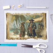 ヤシの木のカリブの古いパイレーツ 薄葉紙 (クラフト)