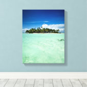 ヤシの木のキャンバスのある太平洋島 キャンバスプリント (インサイチュ (ウッドフロア))