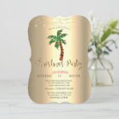 ヤシの木のクリスマスツリーストライドライトゴールド 招待状 (スタンド正面)