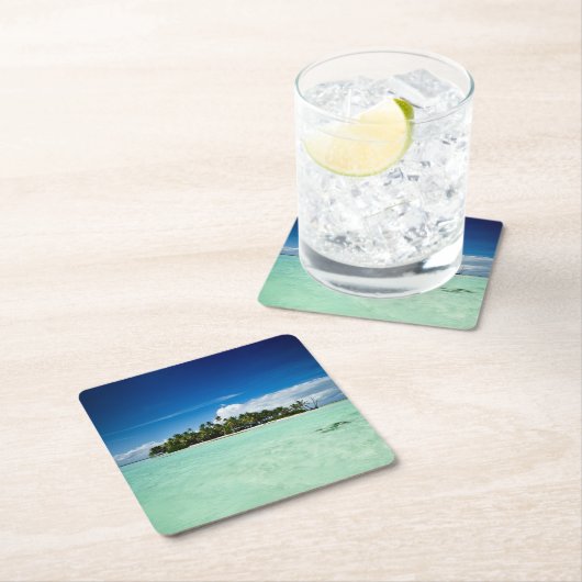ヤシの木のコースターが付いている太平洋諸島 スクエアペーパーコースター (インサイチュ)