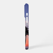 ヤシの木のシルエットと熱帯の夕焼け iPhoneケース (左側面)