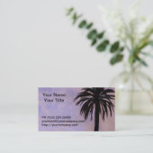 ヤシの木のシルエットの紫色の空 名刺 (スタンド正面)