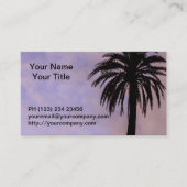 ヤシの木のシルエットの紫色の空 名刺 (正面)