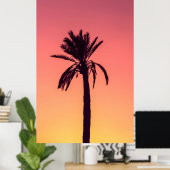 ヤシの木のシルエット写真 ポスター (ホームオフィス)