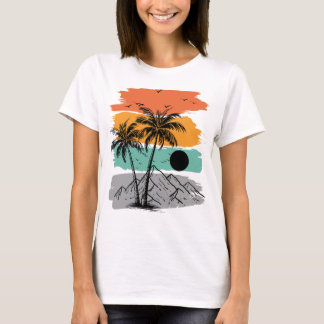 ヤシの木のシルエット  夏 Tシャツ