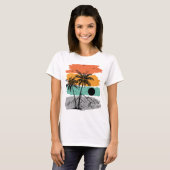 ヤシの木のシルエット  夏 Tシャツ (正面フル)