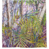 ヤシの木のジャングルの熱帯シャワー・カーテン シャワーカーテン (正面)