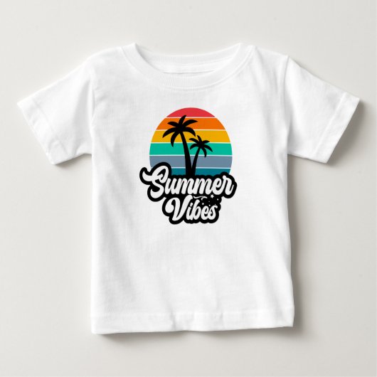 ヤシの木のデザインで感じるサマーバイブス ベビーTシャツ (正面)