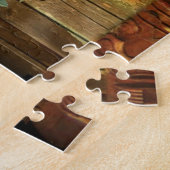 ヤシの木のトーテムの熱帯花のハイビスカスのハワイアン ジグソーパズル (側面)