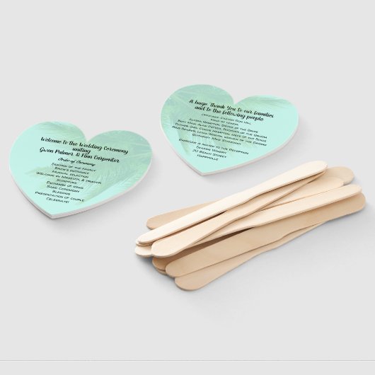 ヤシの木のハート形結婚のファンプログラム ハンドファン (組立なし)