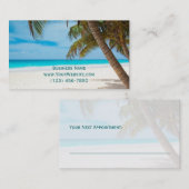 ヤシの木のビーチのアポイントメントのメモ 予約カード (正面/裏面)