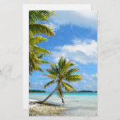 ヤシの木のビーチの文房具 便箋 (正面/裏面)
