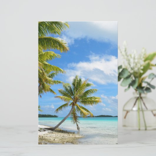 ヤシの木のビーチの文房具 便箋 (スタンド正面)