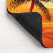 ヤシの木のビーチの日没 マウスパッド (コーナー)